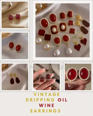 Photo - Vintage Dripping Oil Wine Earrings