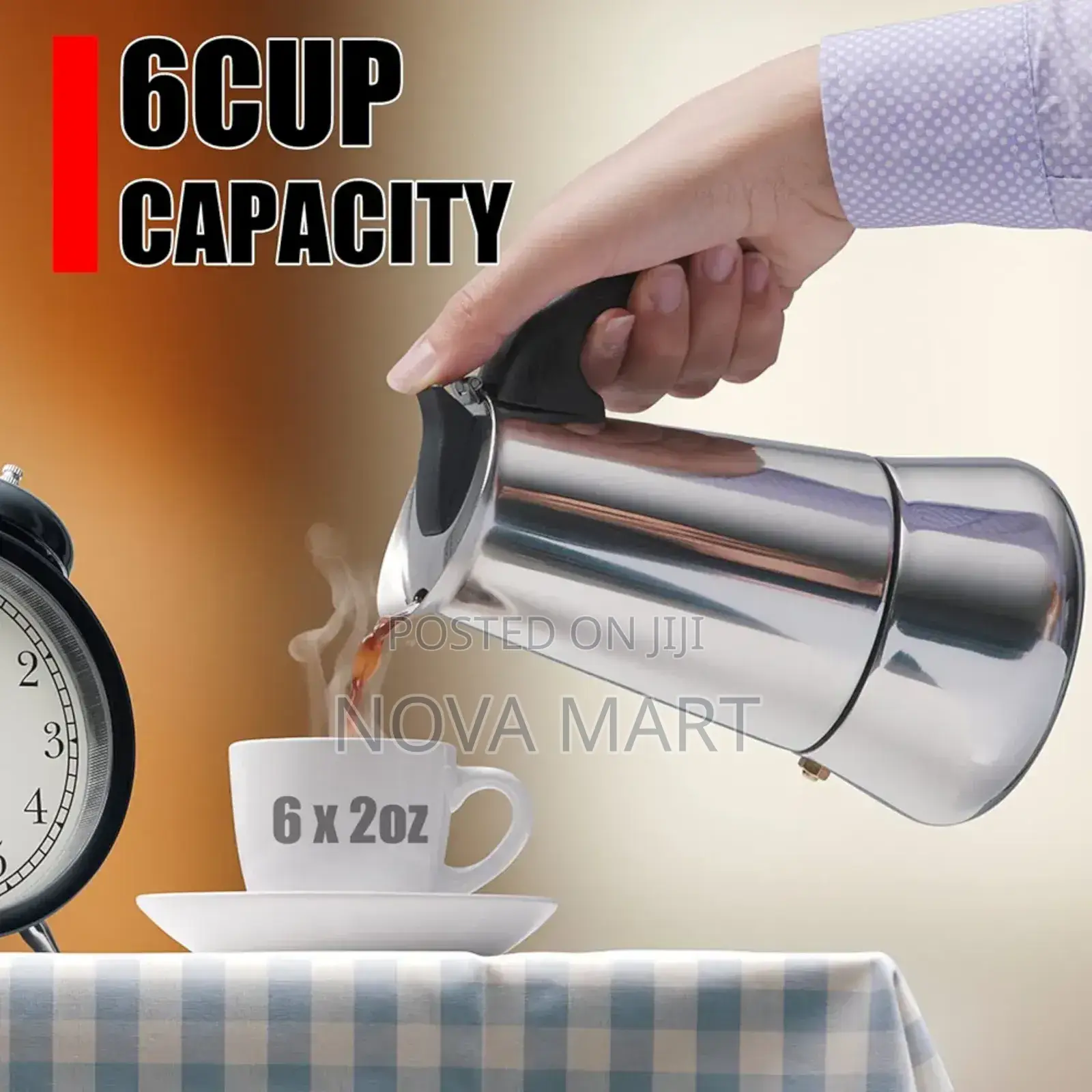 Alyster Moka Pot Italian Coffee Maker 6cup/10oz