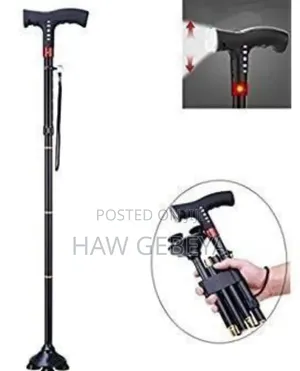 Adjustable Anti-Slip Walking Stick With Led Light
