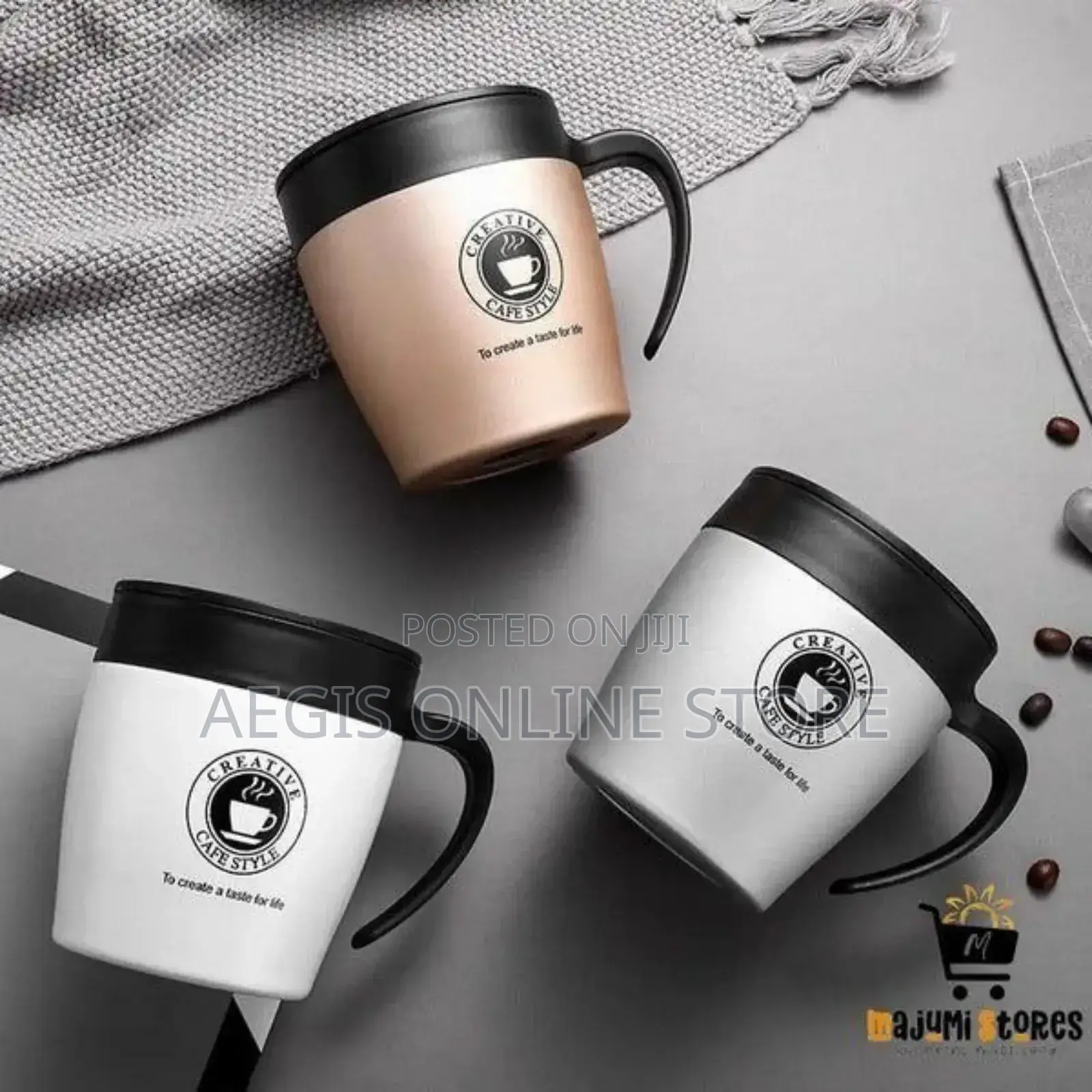 Stainless Still Coffee Mug With Spoon