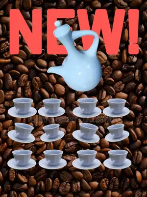 Ceramic Jebena With 12 Coffee Cups Set.