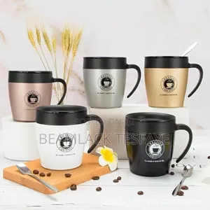 Stainless Still Coffee Mug With Spoon