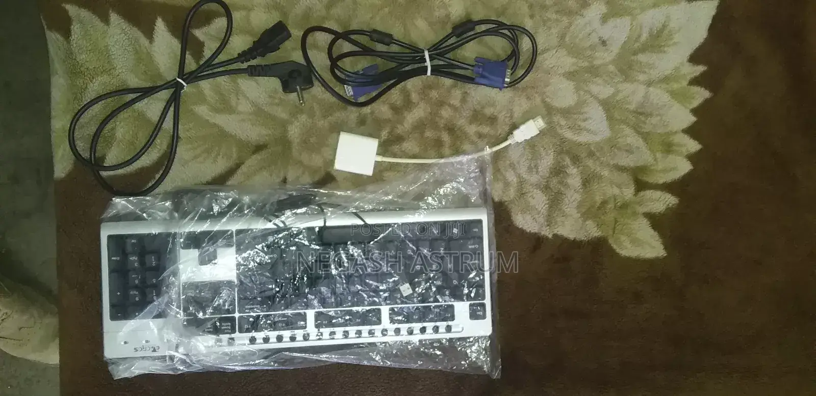 Computer Keyboard, Vga Cable, Hdmi Convertor And Power Cable