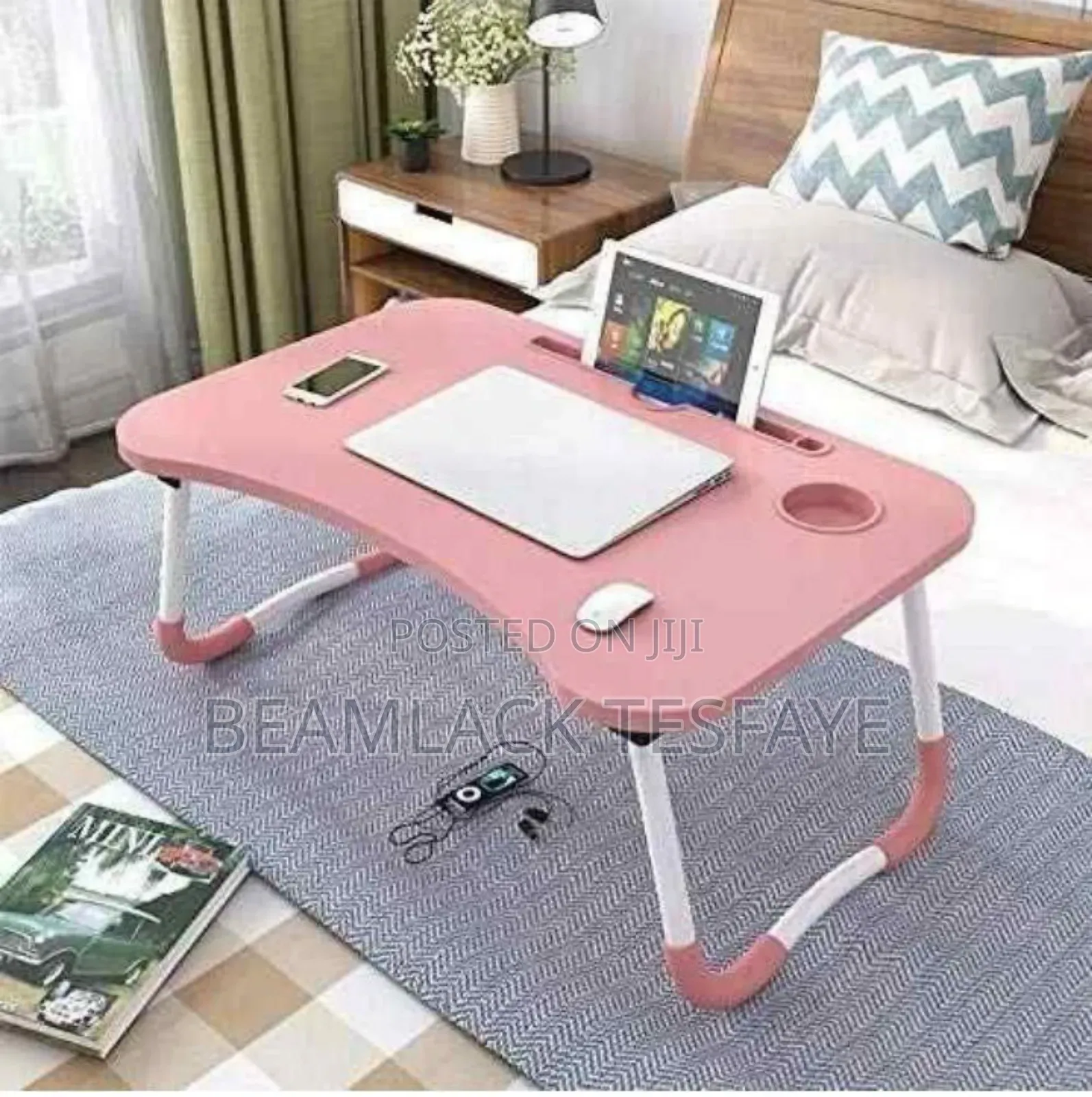 Multicolor Laptop Table With Cup Holder
