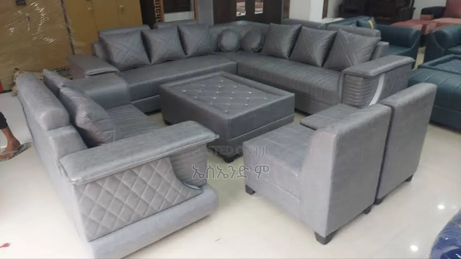 Leatherette 11 Person Sofa Design With Table