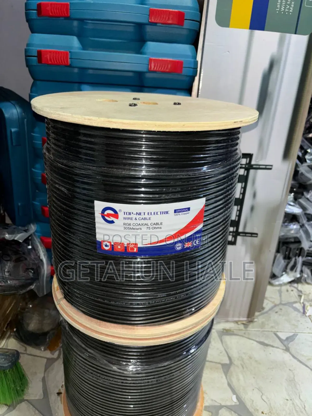 305m Satellite Dish Cable (Topnet Coaxial Cable) የዲሽ ገመድ