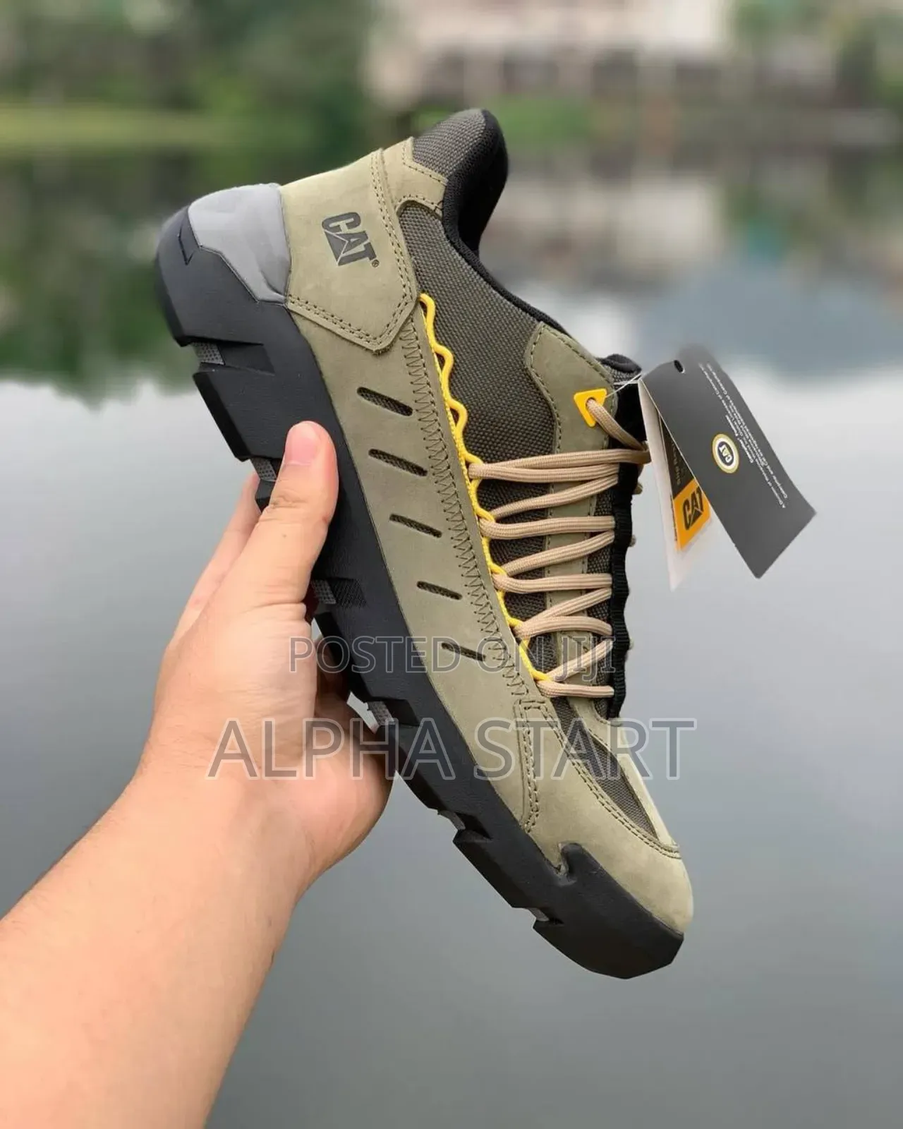  Caterpillar Cat ‘Military Green’ Men’S Leather Shoes