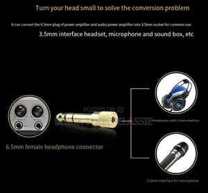 3.5mm Female to 6.5mm Male Jack Audio Sound Connector