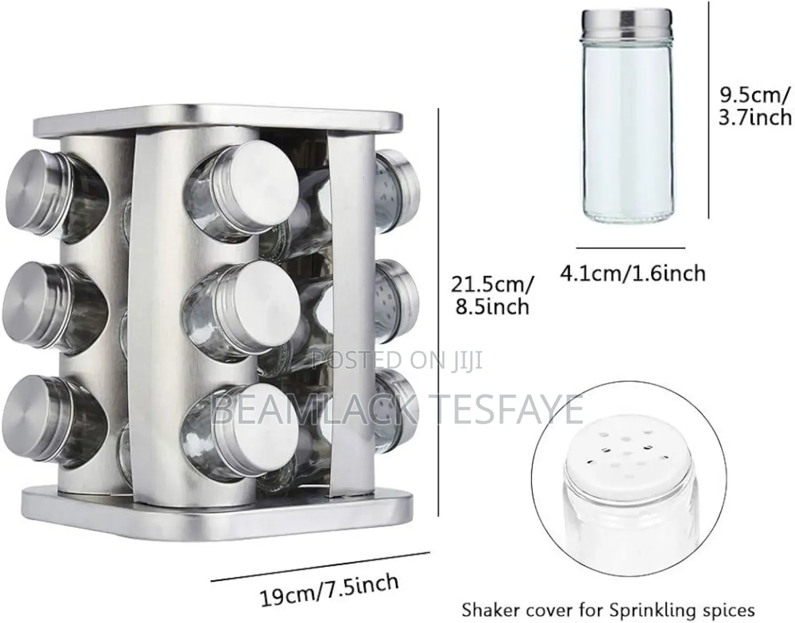 12 Jar Rotating ቅመም ማስቀመጫ