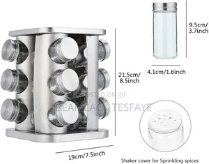 12 Jar Rotating ቅመም ማስቀመጫ