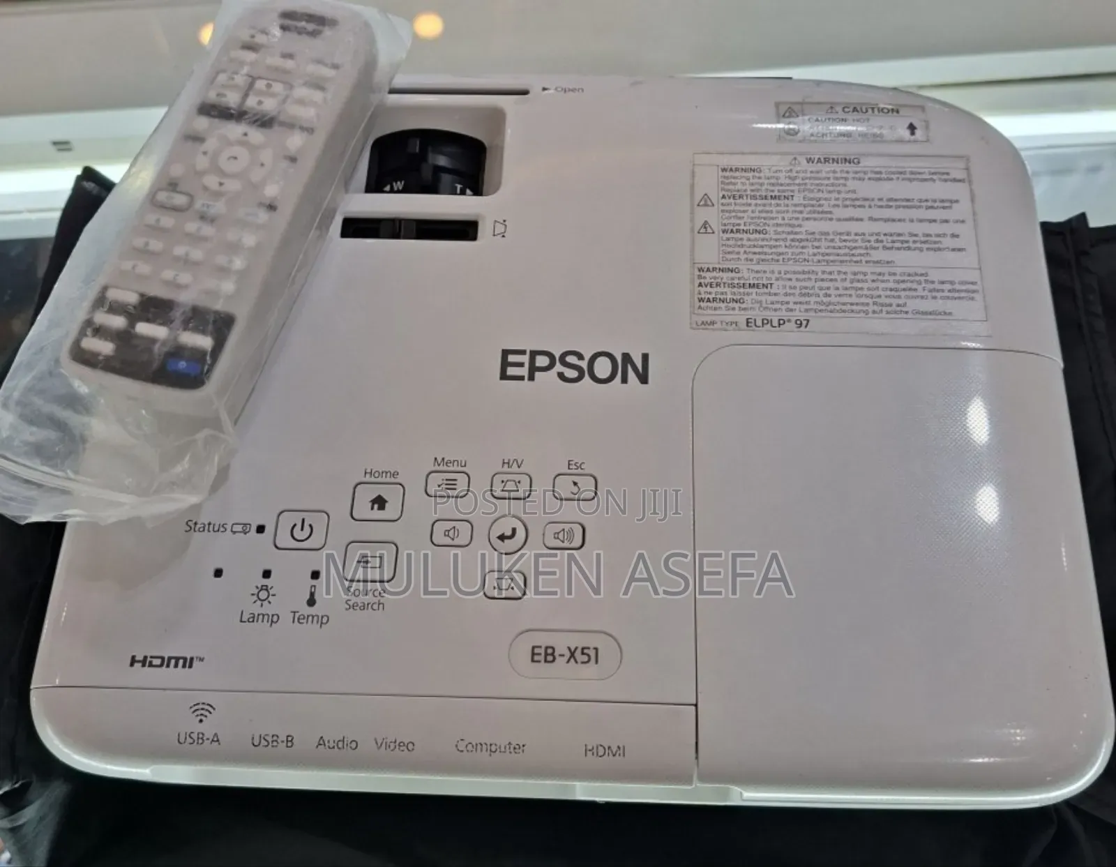 Epson Projector 
Model: Eb-X51
Has: Bag Remote 
Model Name