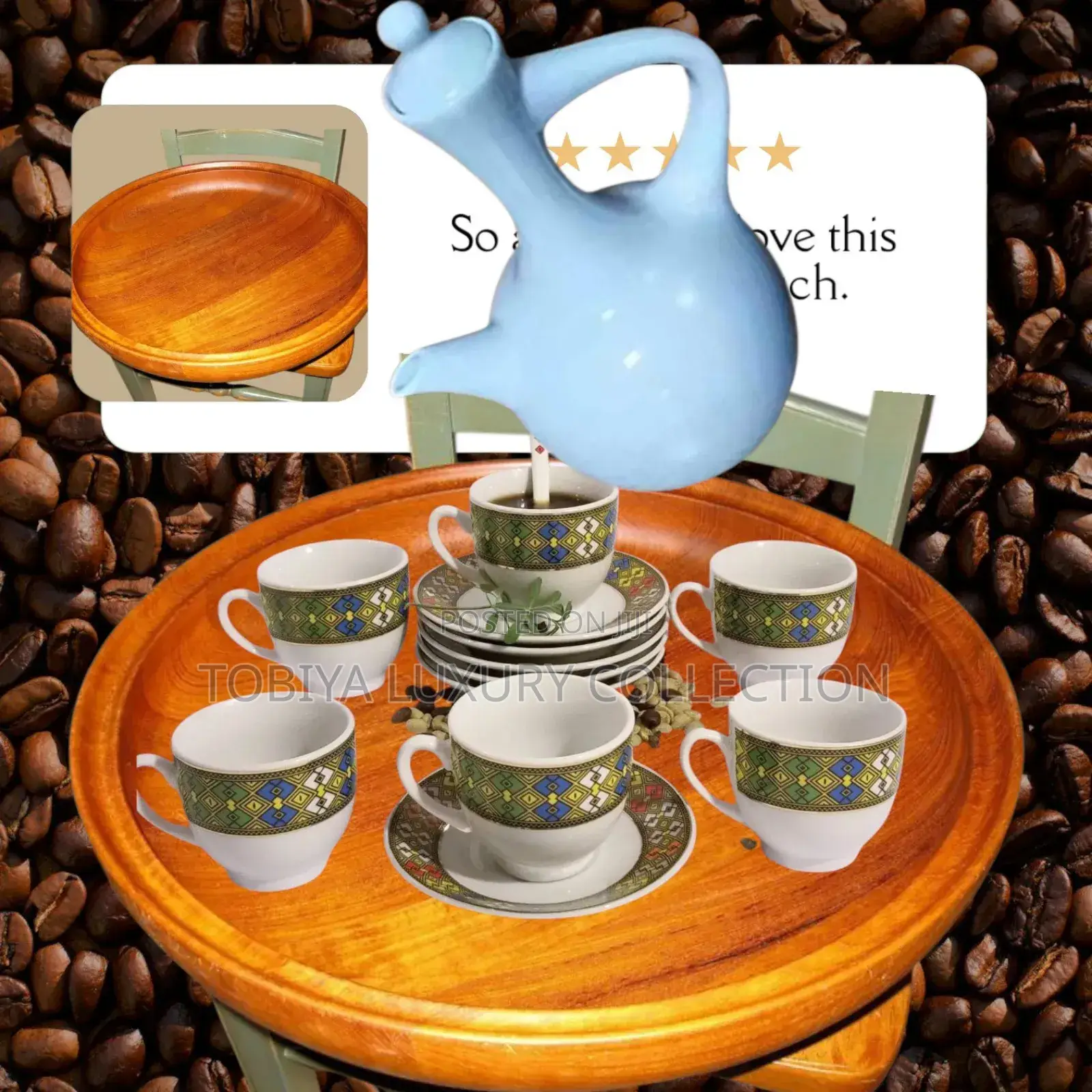 Ceramic Jebena With 12 Coffee Cups Set.