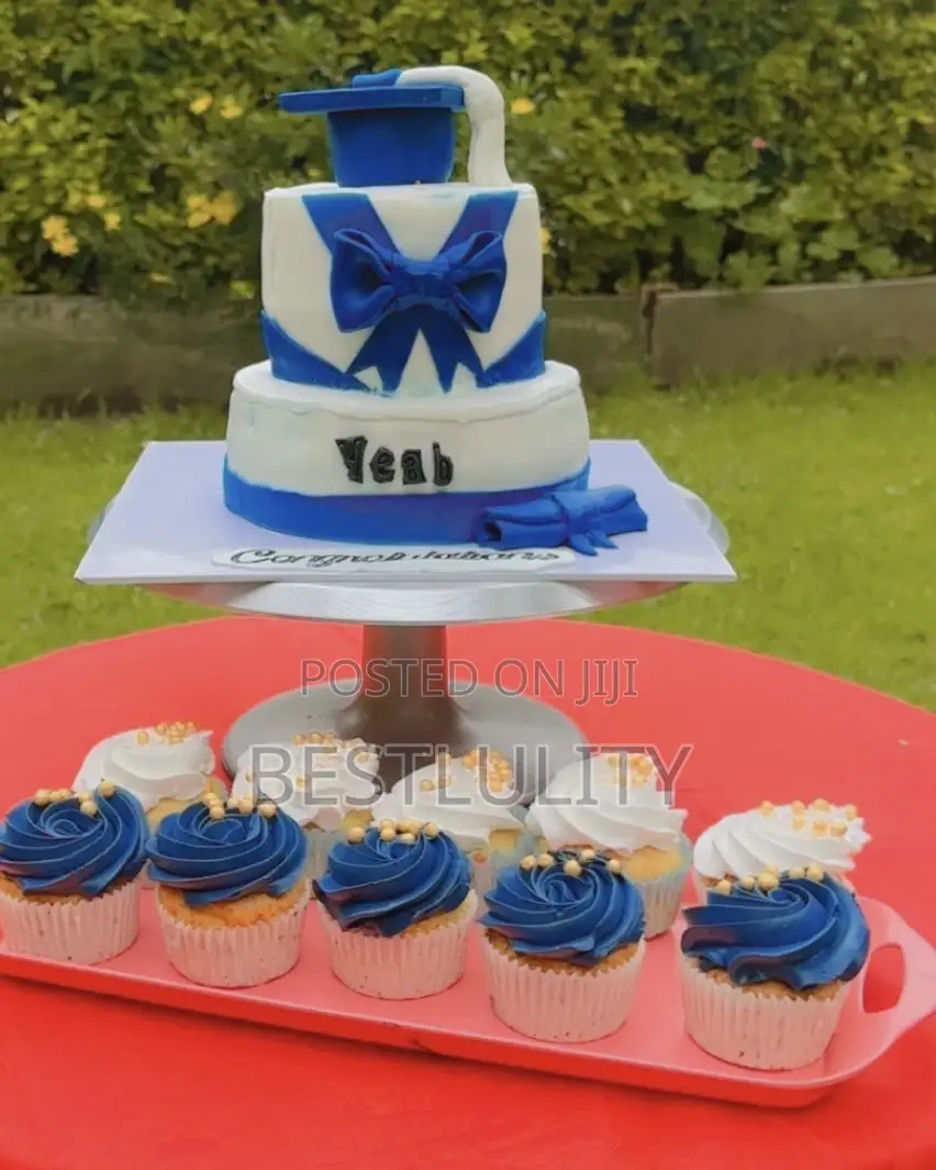 Graduation Cake and 12 Cupcakes