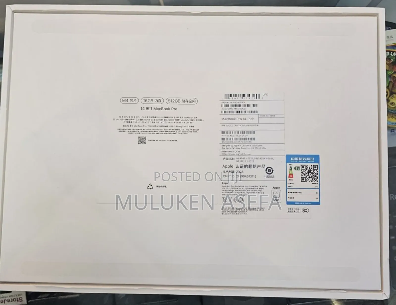 New Laptop Apple MacBook Pro 16GB Apple M4 SSD 512GB