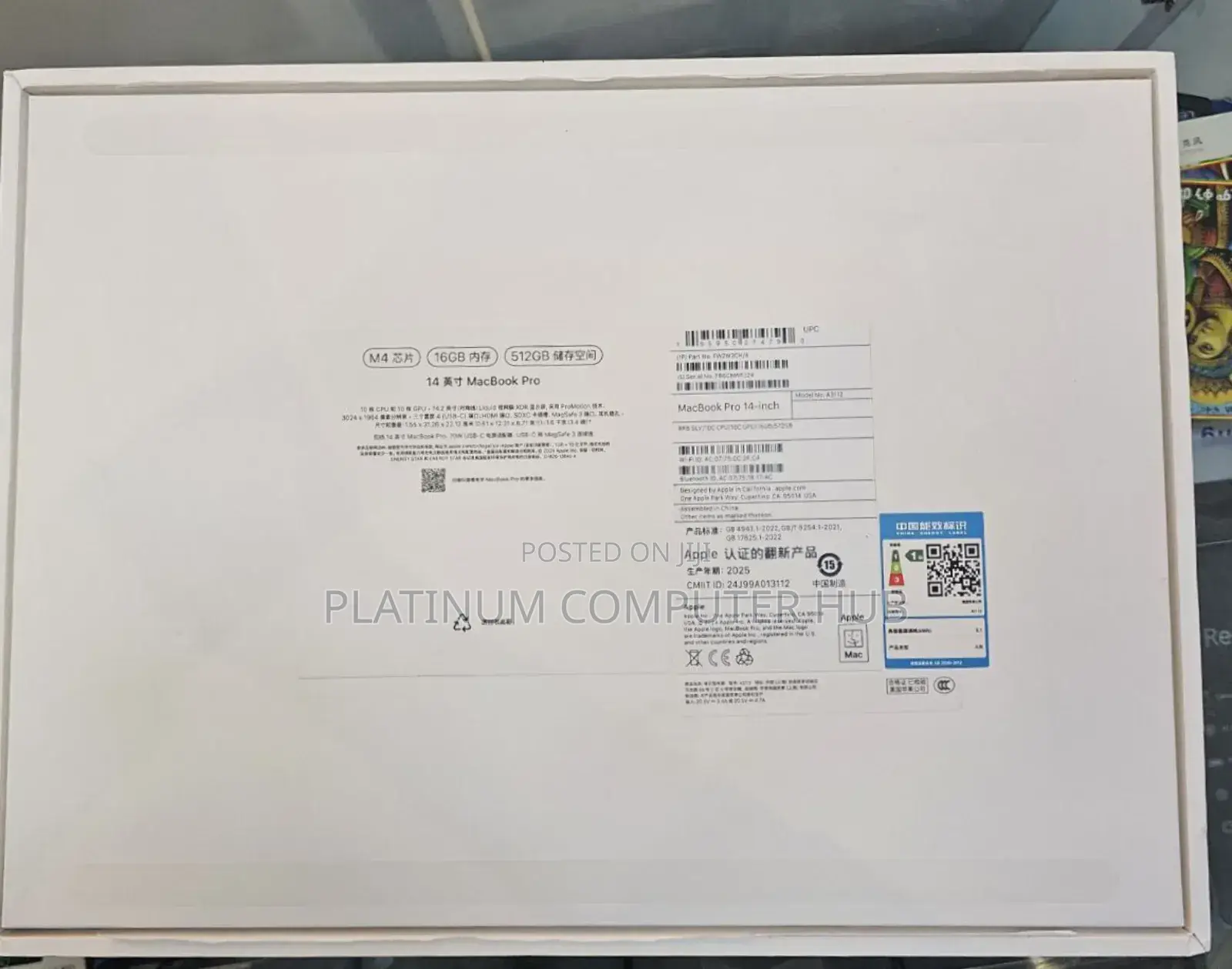 New Laptop Apple MacBook Pro 2024 M4 14-Inch 16GB Apple M4 SSD 512GB