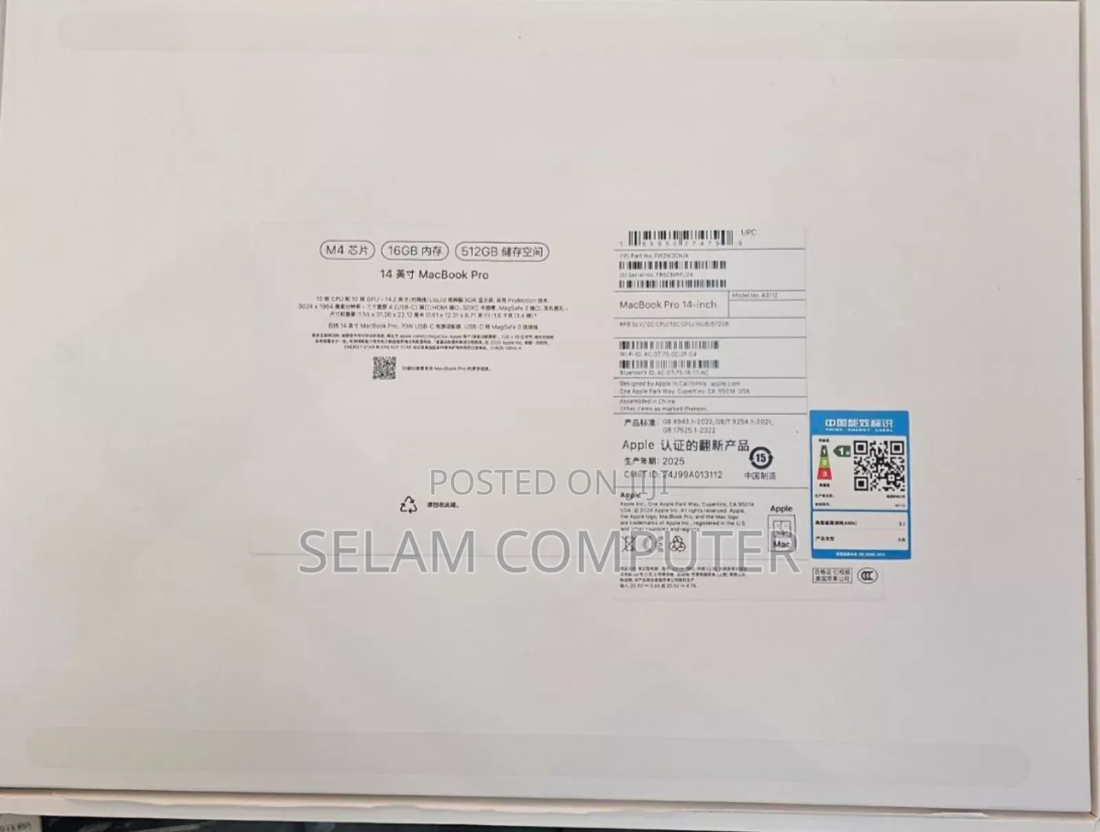 New Laptop Apple MacBook Air 2025 M4 13-Inch 16GB Apple M4 SSD 512GB