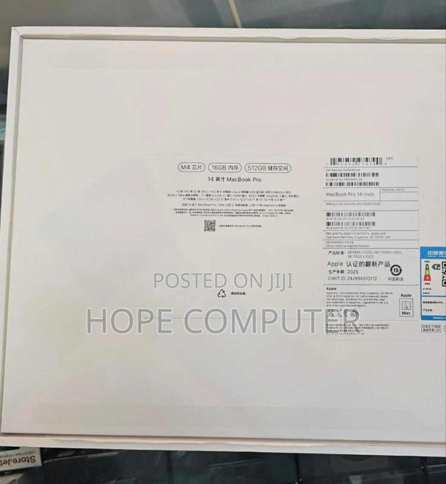 New Laptop Apple MacBook Pro 2024 M4 14-Inch 16GB Apple M4 SSD 512GB