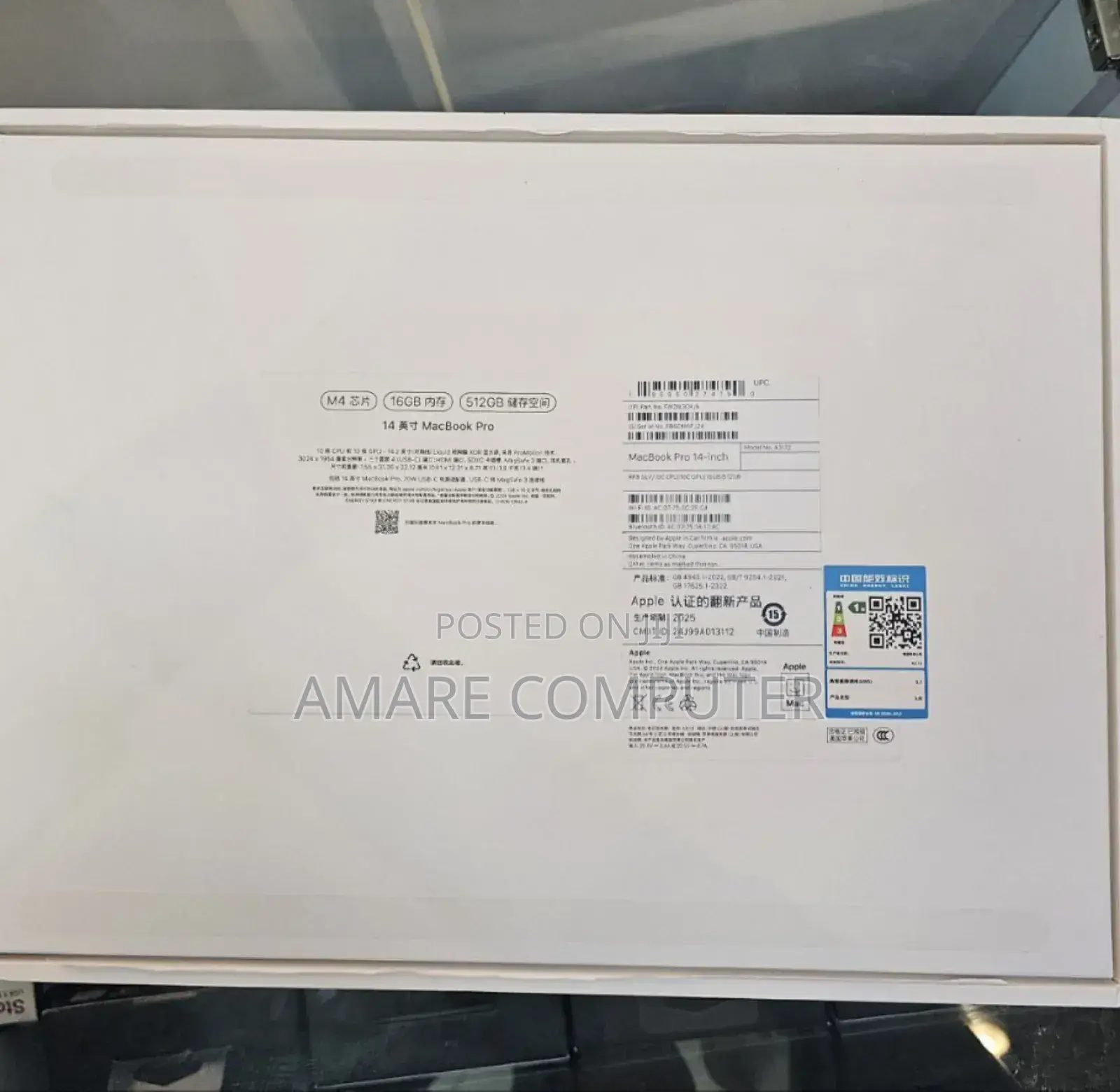 New Laptop Apple MacBook Pro 2024 M4 14-Inch 16GB Apple M4 SSD 512GB