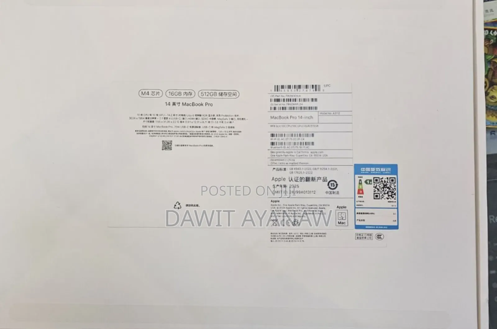 New Laptop Apple MacBook Pro 2024 M4 14-Inch 16GB Apple M4 SSD 512GB