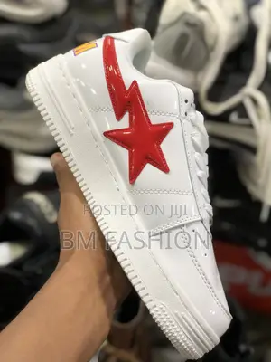 Photo - Bape Shoes | Bape White and Red Sneakers