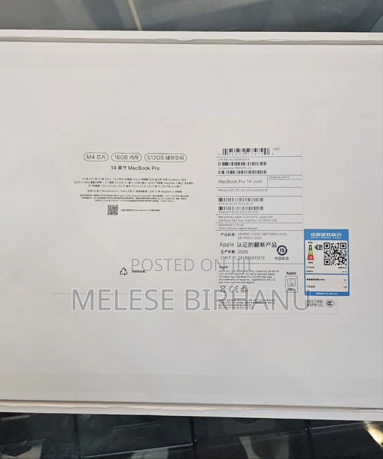 New Laptop Apple MacBook Pro 16GB Apple M4 Pro SSD 512GB