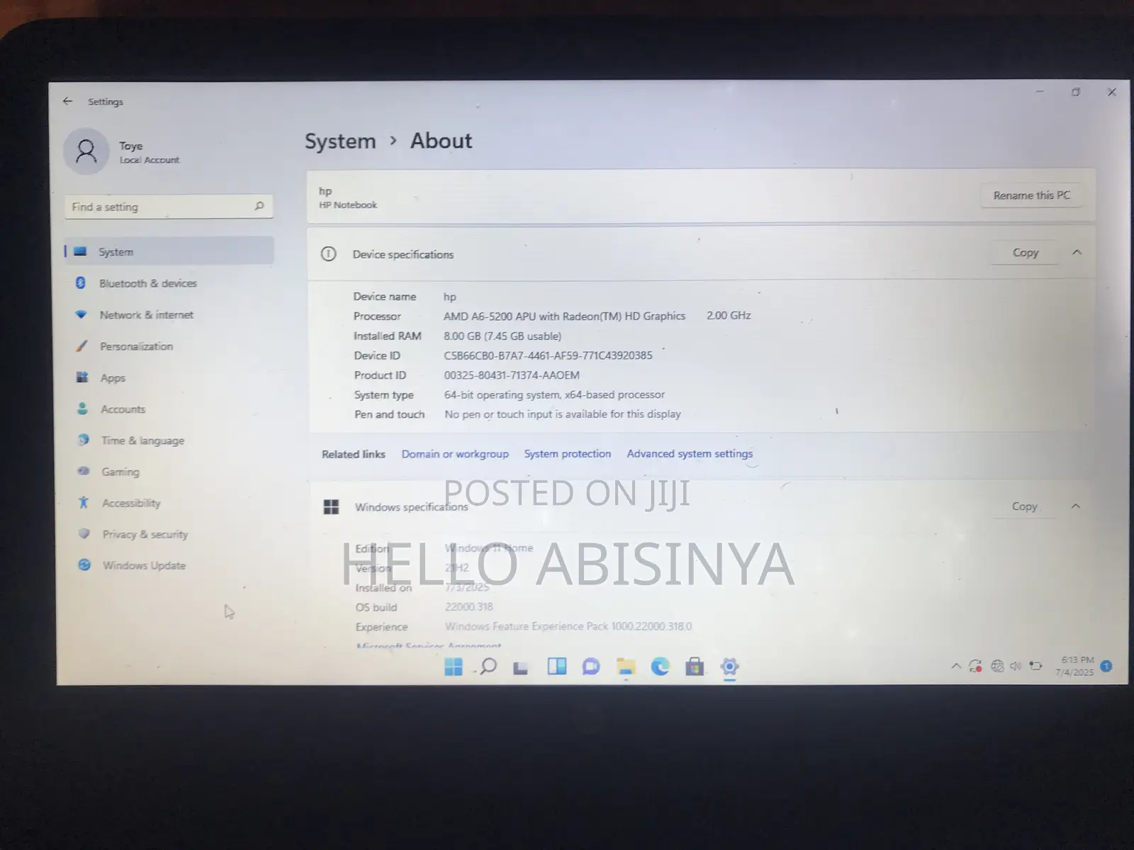 Laptop HP Stream Notebook 8GB AMD A6 HDD 500GB