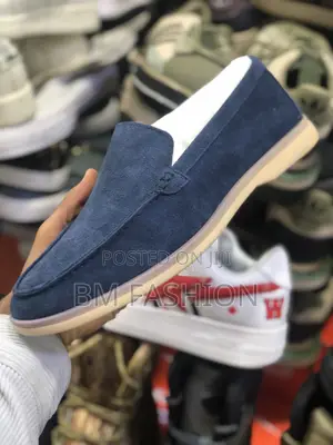 Photo - Blue Black Men’S High Quality Loafers Suede