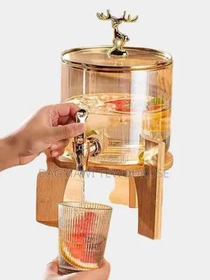 5.5l Glass Dispenser Jar With Bamboo Stand