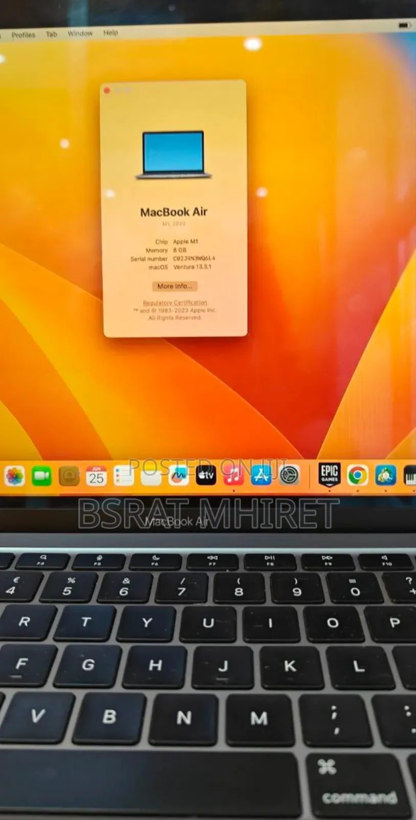 New Laptop Apple MacBook Air 2020 M1 8GB Apple M1 SSD 256GB