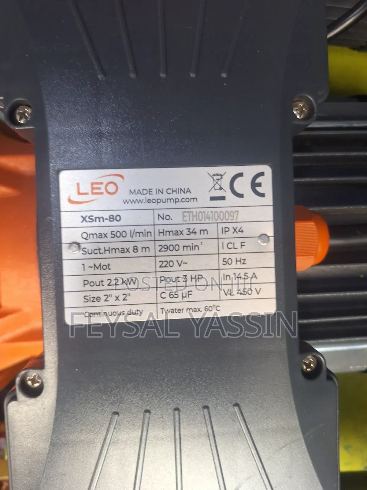 Leo Water Pump 3hp Centrifugal