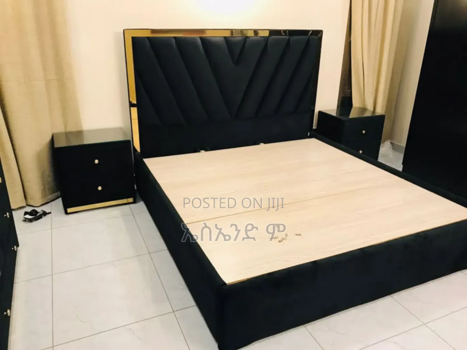Golden Black Bed Design
