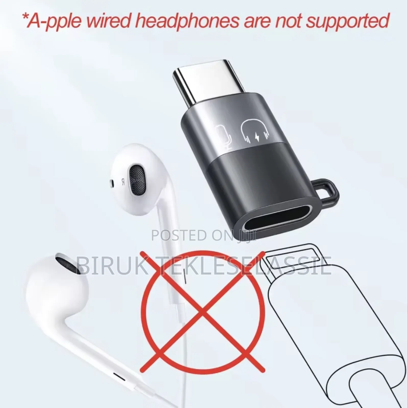 Type C to Lightning Audio Adapter for Microphone Otg