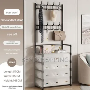 Multifunctional Shoe Rack , Cloth Hanger And Hat Rack 3 In 1