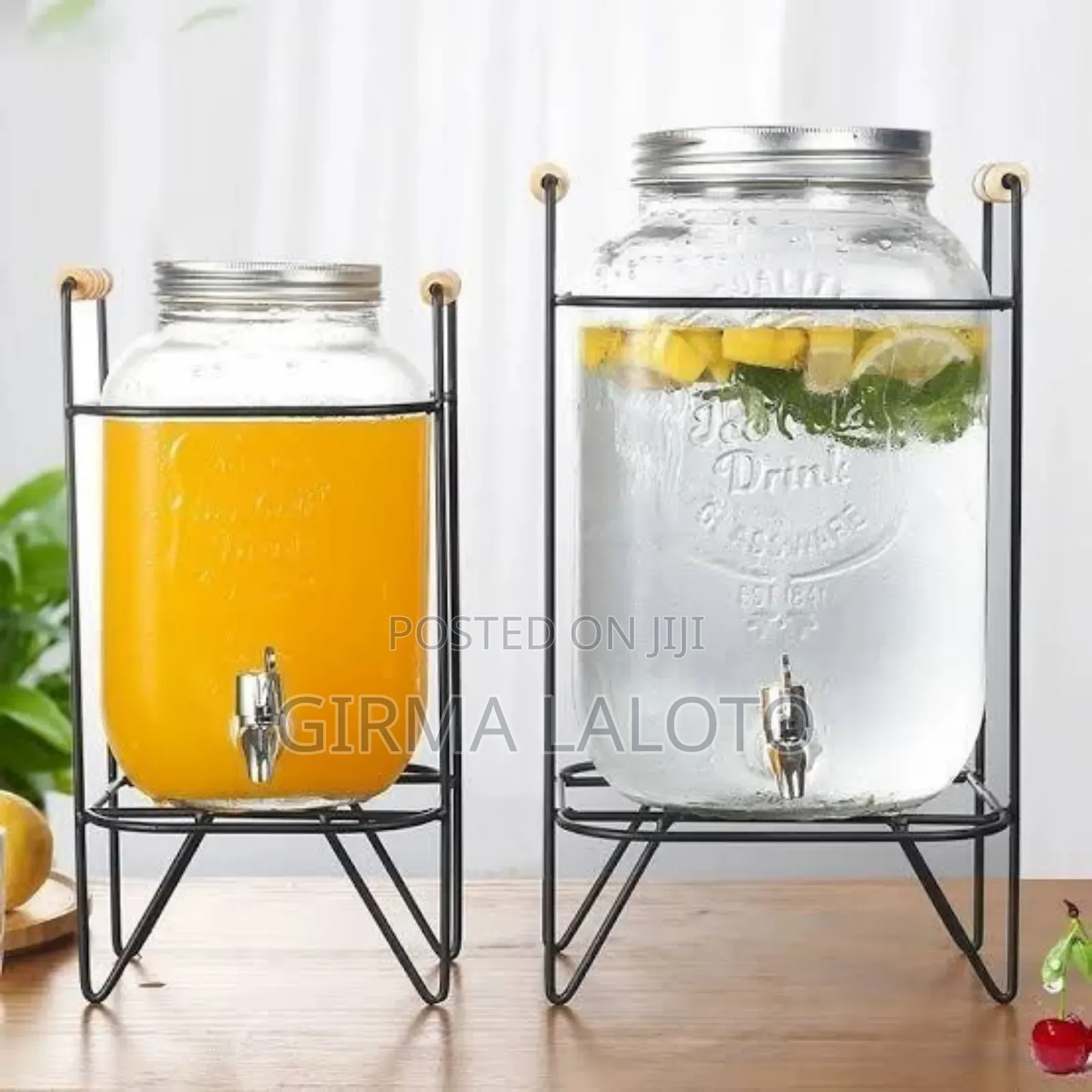 Glass Dispenser Jar With Rack