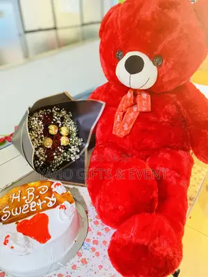 Photo - Teddy Bear ,Cake and Flower for Gift
