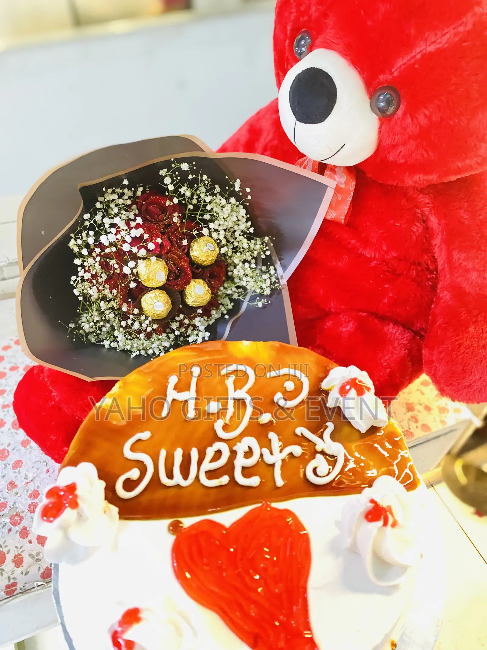 Teddy Bear ,Cake and Flower for Gift