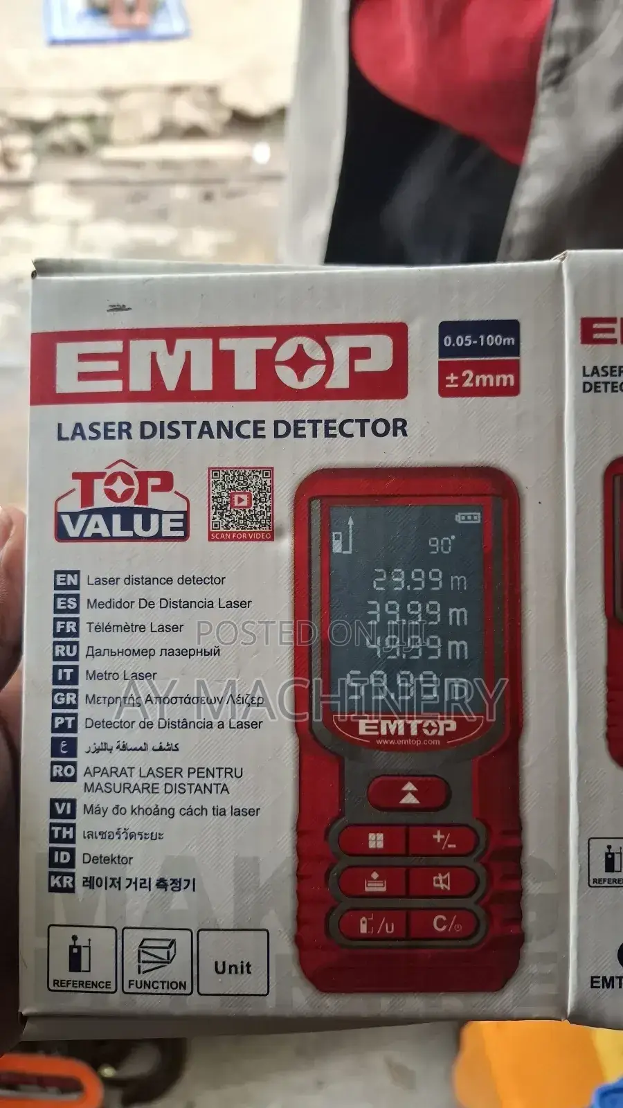 Emtop Laser Distance Detector Meter 100meter ጨረር ሜትር