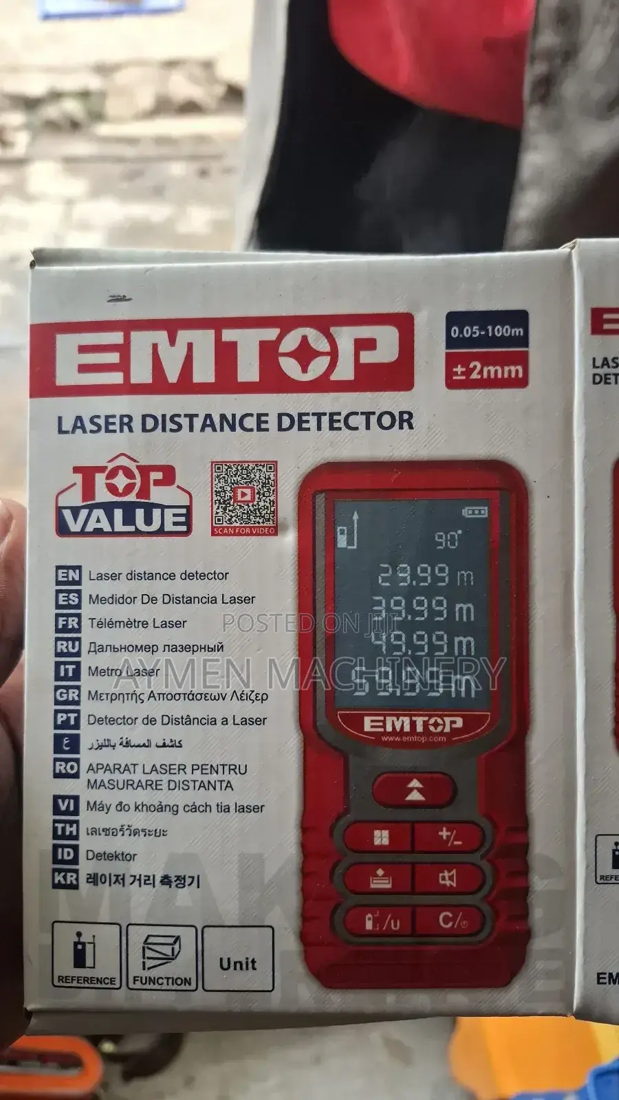Emtop Laser Distance Detector Meter 100meter ጨረር ሜትር