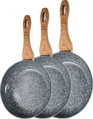 Momcoc 3pcs Fry Pan Set የሴራሚክ መጥበሻ / የማይዝ
