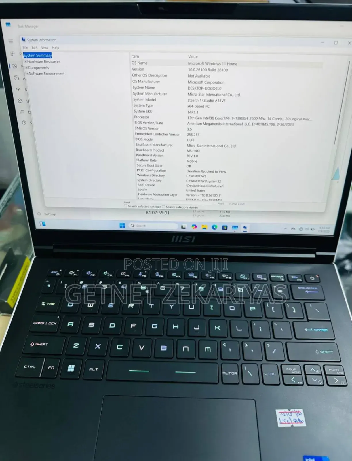 New Laptop MSI 16GB Intel Core I9 SSD 1T