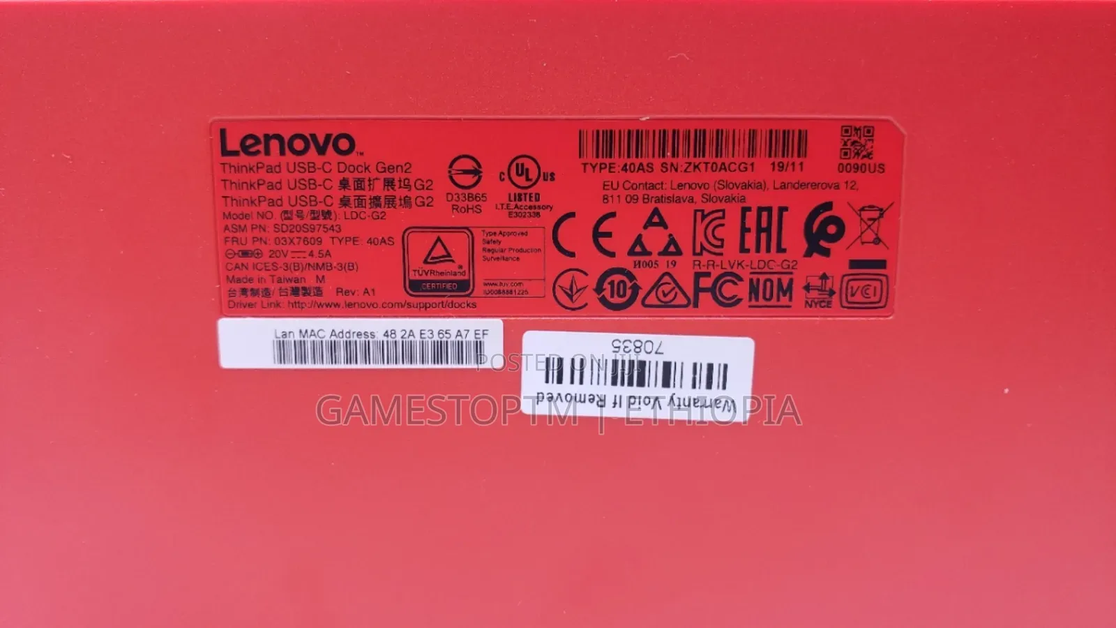 Lenovo Thinkpad Usb-C Dock Gen2 G2 LDC-G2 Docking Station