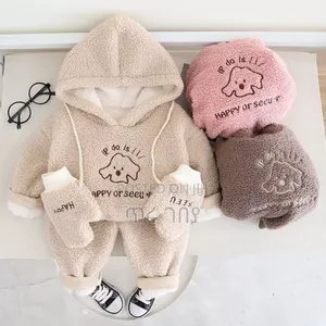 Photo - Winter Furry Hooded Top, Pant and Mitten Set
