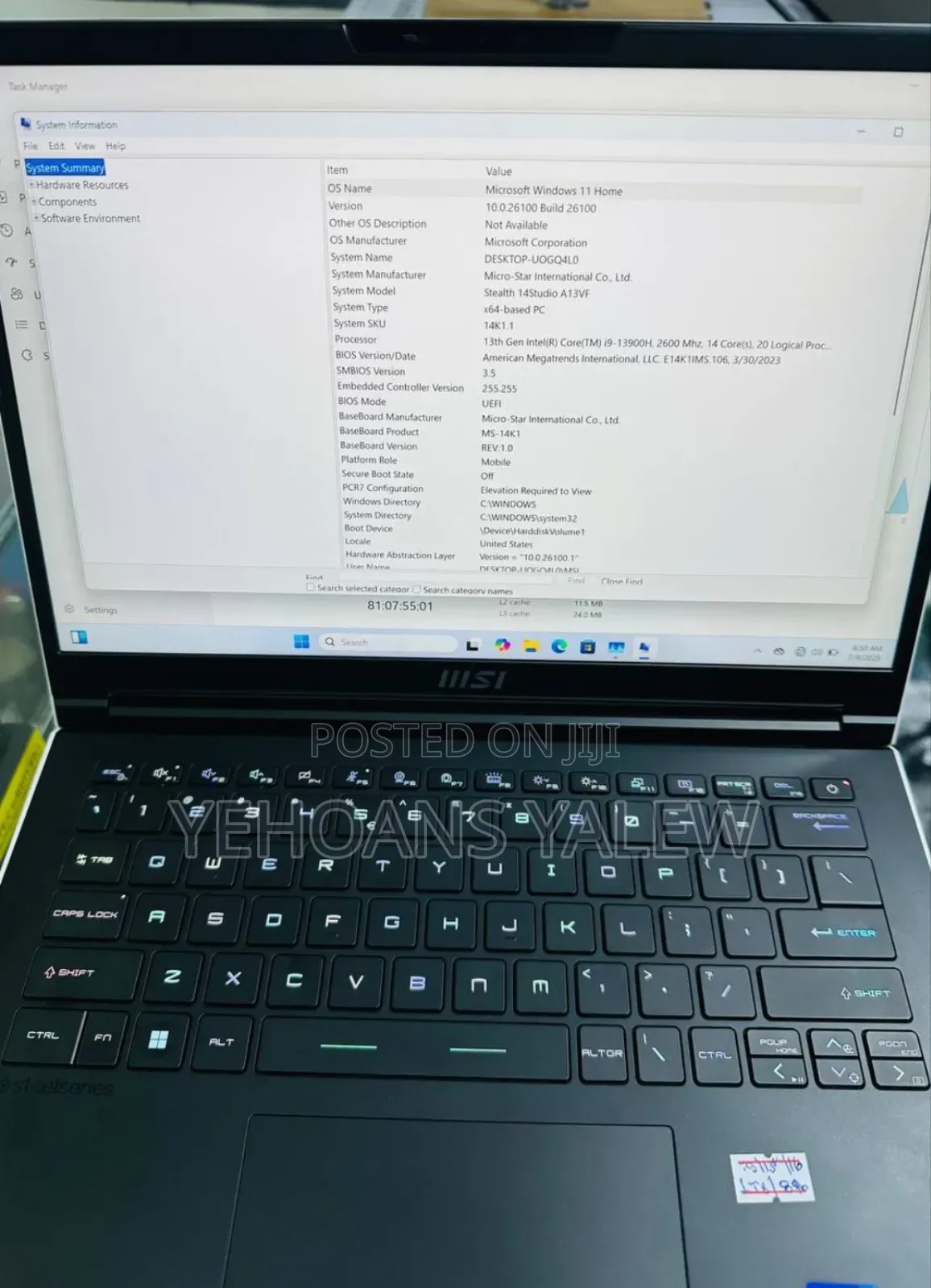 New Laptop MSI 16GB Intel Core I9 SSD 1T