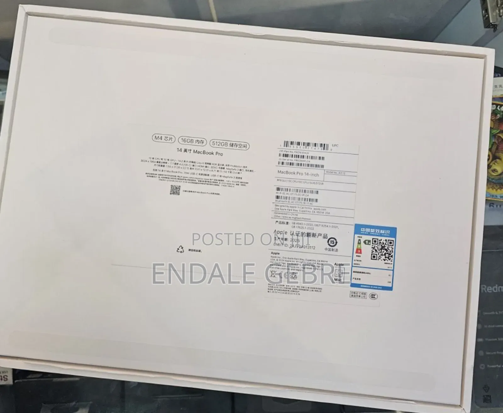 New Laptop Apple MacBook Pro 2024 M4 14-Inch 16GB Apple M4 SSD 512GB