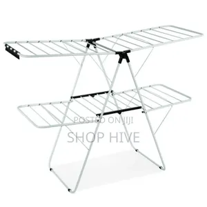 Photo - Gymax 2-Level Metal Foldable Airer Clothes Drying Rack