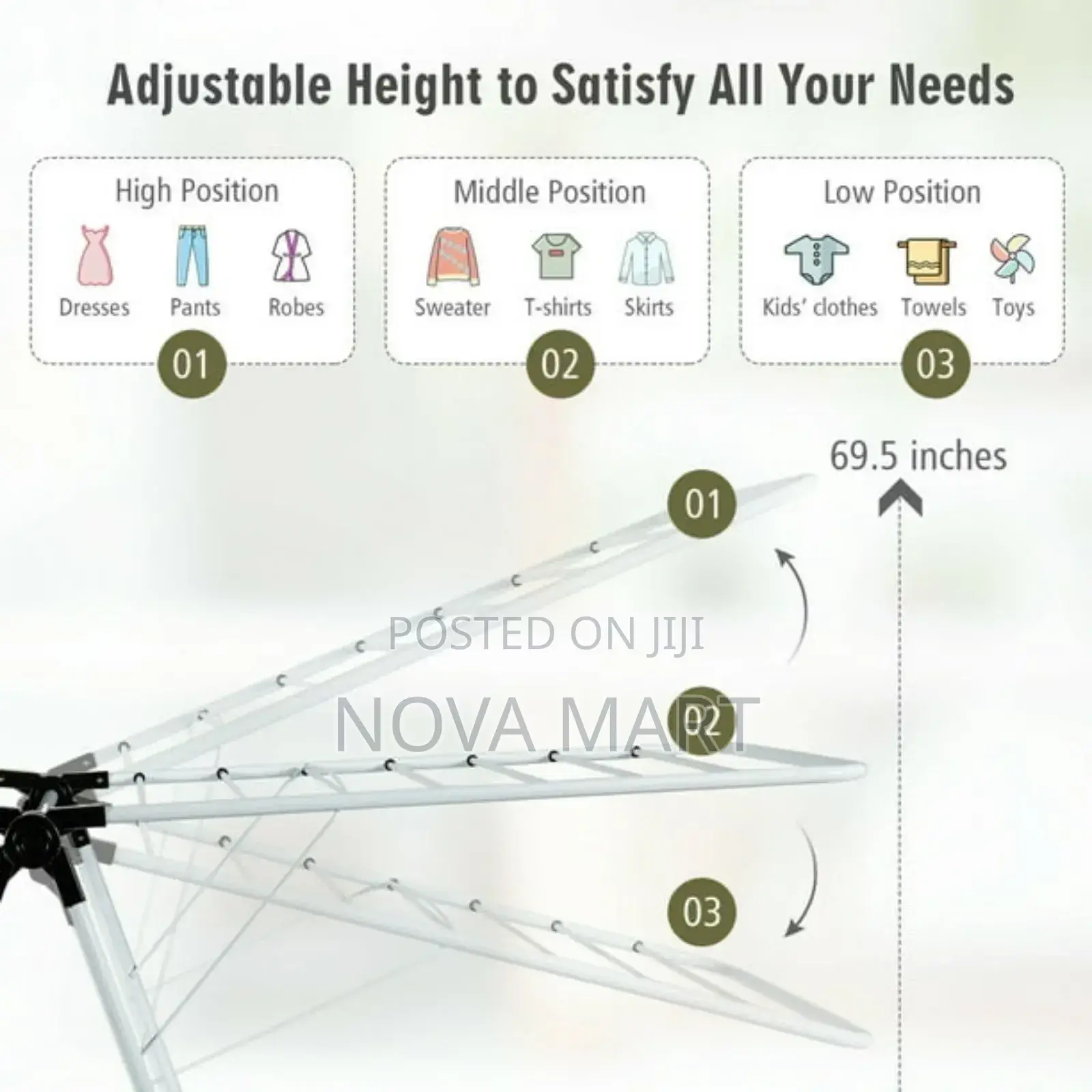 Gymax 2-Level Metal Foldable Airer Clothes Rack