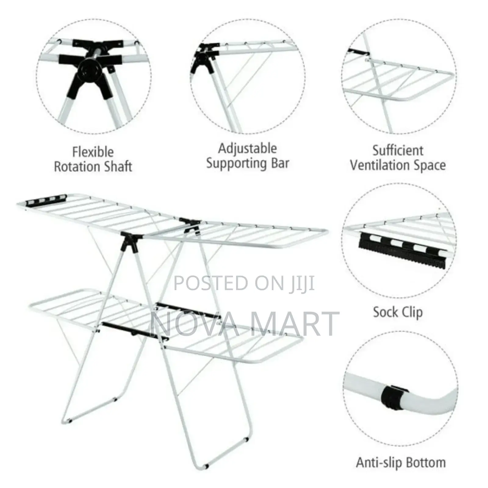 Gymax 2-Level Metal Foldable Airer Clothes Rack