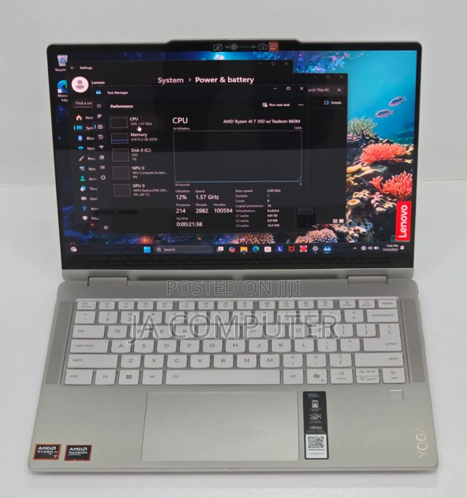 New Laptop Lenovo Yoga 7i 16GB AMD Ryzen 7 SSD 1T