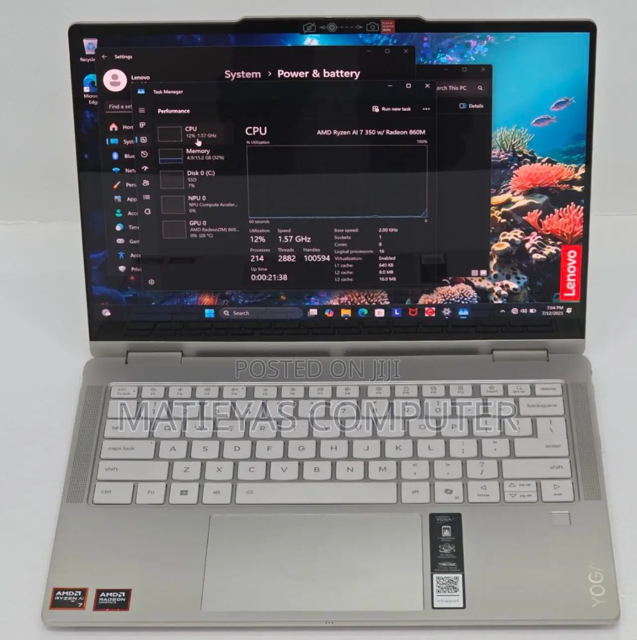 New Laptop Lenovo Yoga 7i 16GB AMD Ryzen 7 SSD 1T