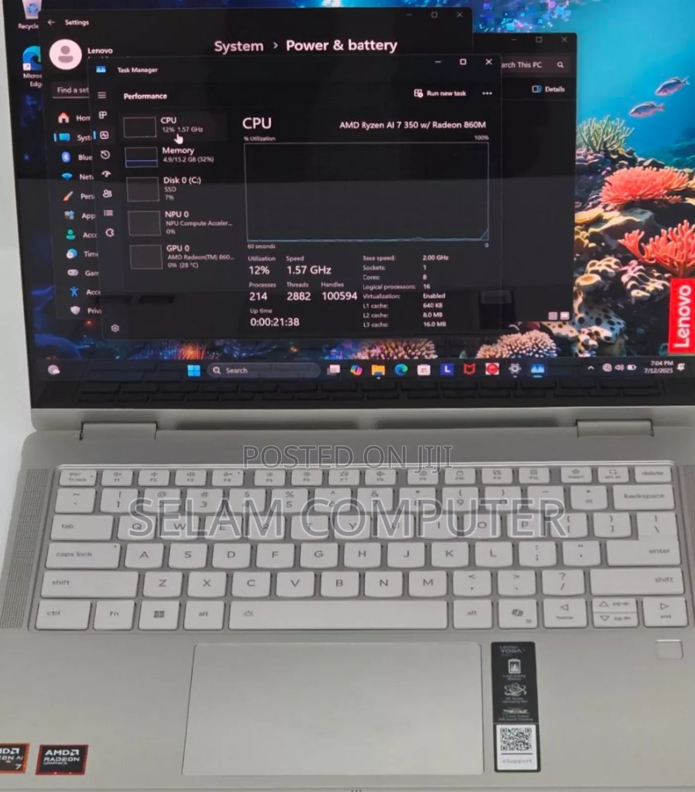 New Laptop Lenovo Yoga 7i 16GB AMD Ryzen 7 SSD 1T